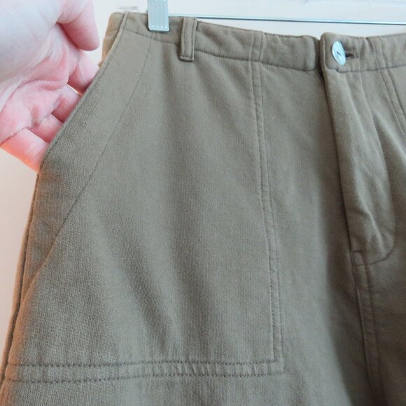 ACACIA Dublin Pant in Moss Green Cotton Raw Hem Casual Travel Vacation - Size S - Picture 6 of 16